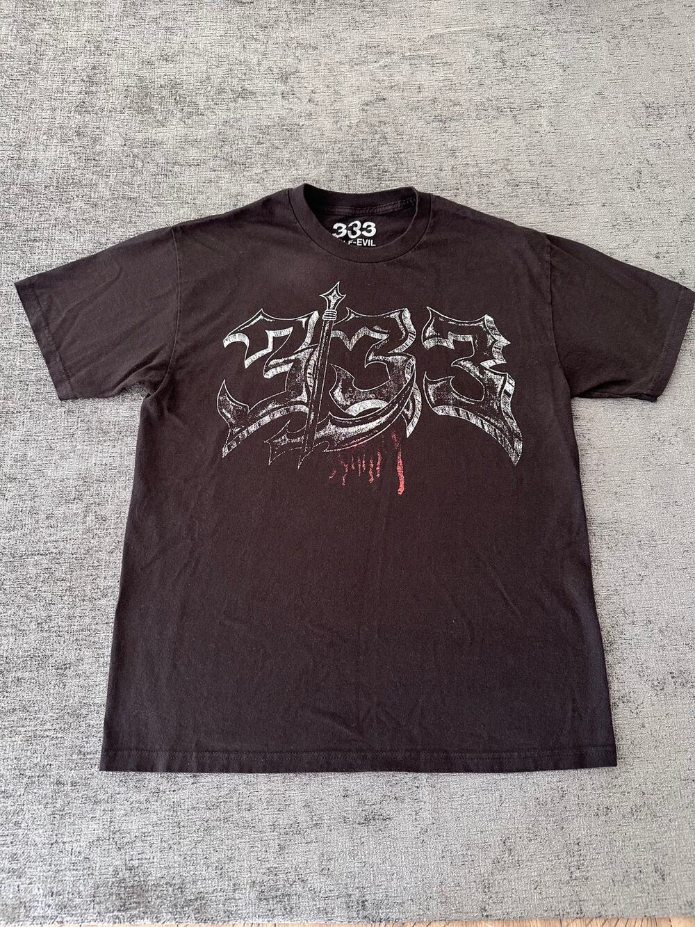 Half Evil 333 Graphic T-Shirt Mens Size Large L Black Streetwear Short Sleeve